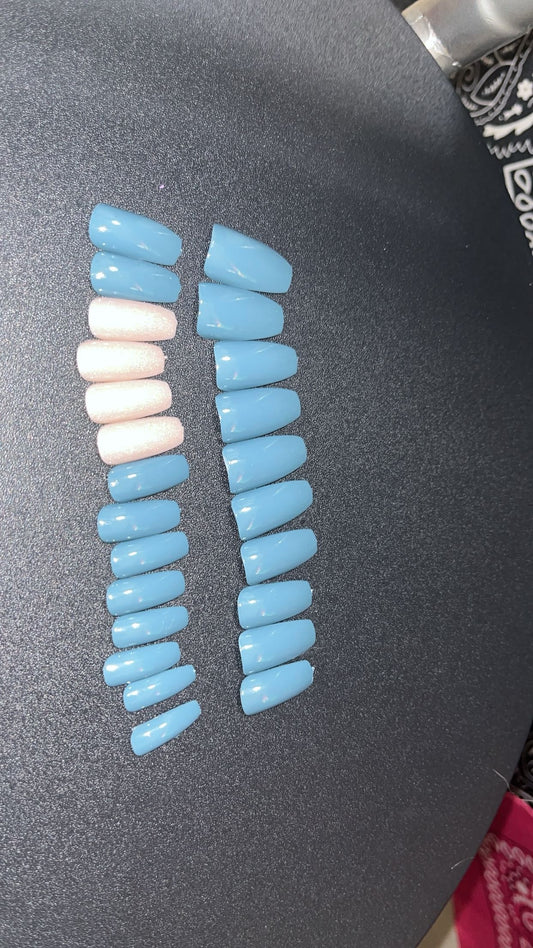 Blue coffin nails with accent nail