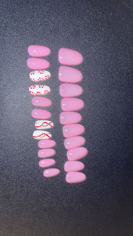 Bubblegum pink floral nails